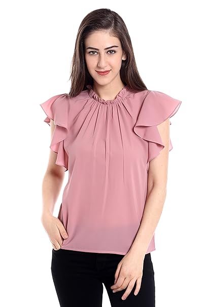 short ruffle sleeve top