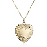 Amazon Essentials Engraved Four-Picture Heart Locket, 20", (previously Amazon Collection)