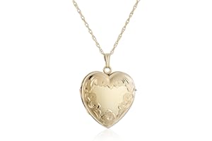 Amazon Essentials Engraved Four-Picture Heart Locket, 20", (previously Amazon Collection)