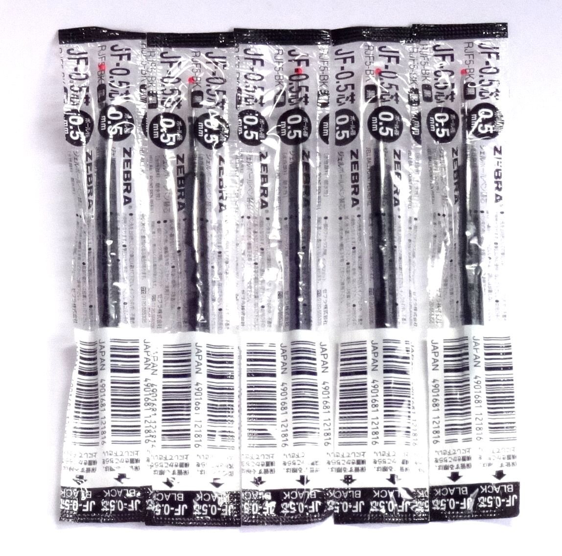 Zebra JF-0.5 Gel Ink Pen Refill, 0.5 mm, Black, 5 Refills per Pack (Japan Import) [Komainu-Dou Original Package] by Zebra