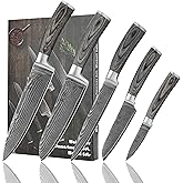 Wakoli EDIS 5-Piece Damascus Kitchen Knife Set – Professional Kitchen Knives with VG10 Core, 67-Layer Damascus Steel Blades and Ergonomic Pakkawood Handles – Premium Chef Knife Set in Gift Box