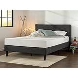 Zinus Upholstered Diamond Stitched Platform Bed in Dark Grey, Queen
