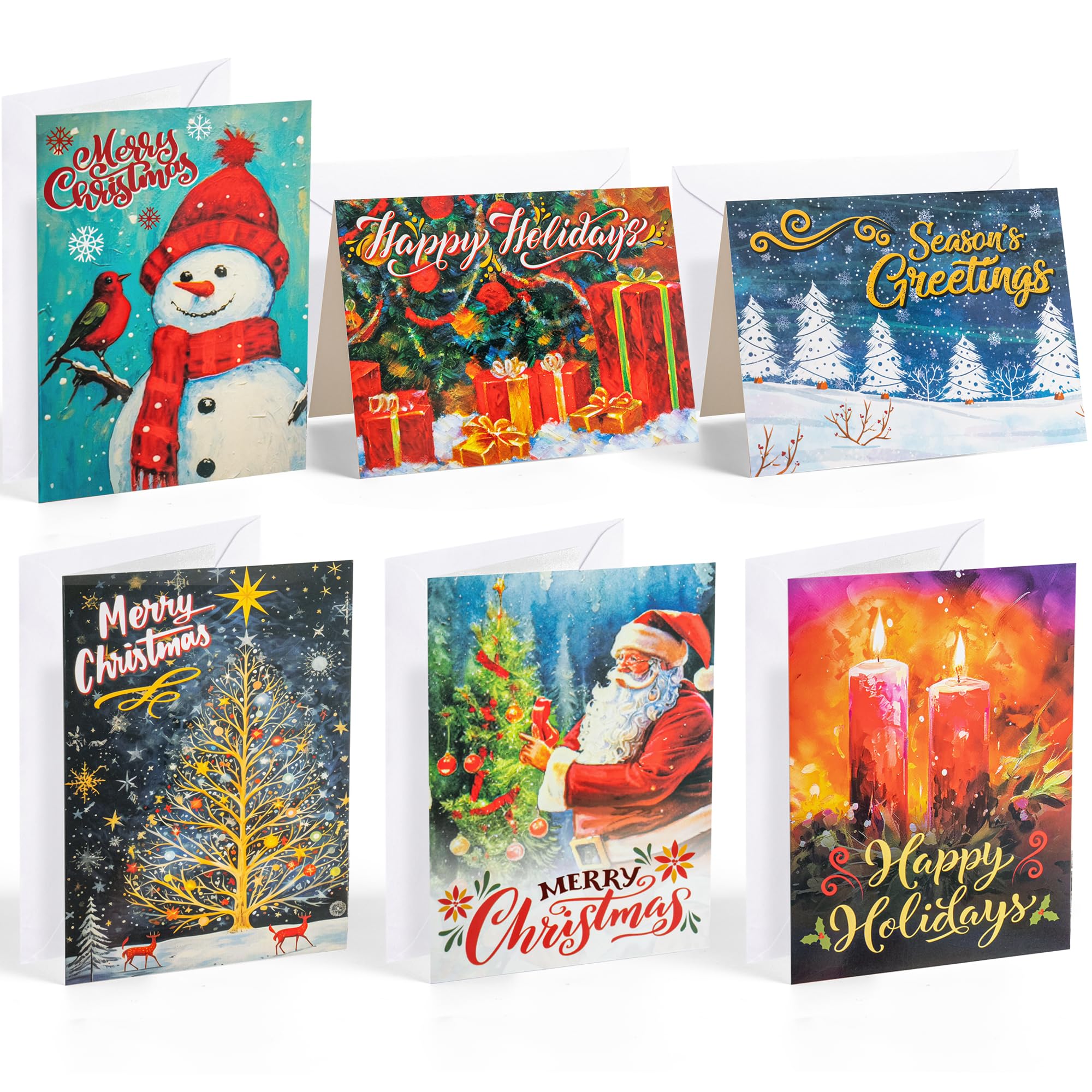 Photo 1 of JOYIN 30 PCS Boxed Christmas Cards with Envelopes 6 Designs, Elegant Icons Blue Cards Set for Winter Holiday Xmas Season, Merry Christmas Cards, Present Giving, Wintertime Gifts Cards