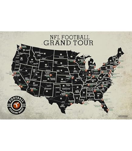 Amazon.com: GeoJango Football & Baseball Stadium Map Poster