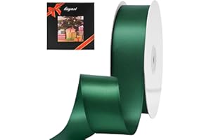 LIUYAXI Forest Green Stain Ribbon, 1-1/2" X Continuous 50 Yards, Double Faced Fabric Ribbon Perfect for Gift Wrapping Wedding Birthday Party Chair Sash Christmas Hair Floral Craft Sewing