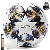 ZWAW Soccer Ball Size 5 – Waterproof PU Leather, Includes Pump, Needles, and Mesh Storage Net for Easy Carrying