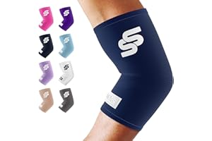 SS SLEEVE STARS Sleeve Stars Elbow Compression Sleeve for Women & Men, Tendonitis Elbow Brace & Elbow Support for Pain & Arthritis, Tennis Elbow Sleeve Arm Protector Wrap for Golf & Sports (S-XXL) (XL: 12"-13.5", Navy Blue)