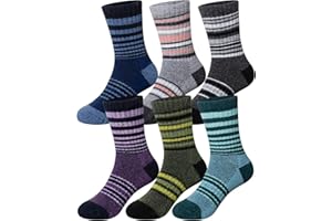 EOCOM Kids Merino Wool Hiking Socks Toddlers Boys Girls Thermal Warm Winter Cushion Moisture Wicking Crew Boot Socks 6 Pairs