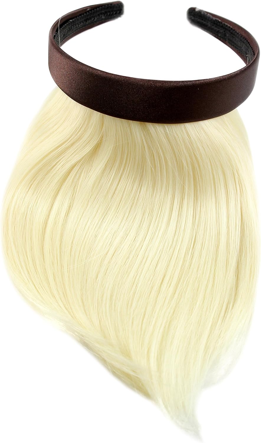 Hair Piece Clip in Bangs Fringe with hair circlet synthetic fiber bright blond platinum HA073T-613, platinum blonde (613)