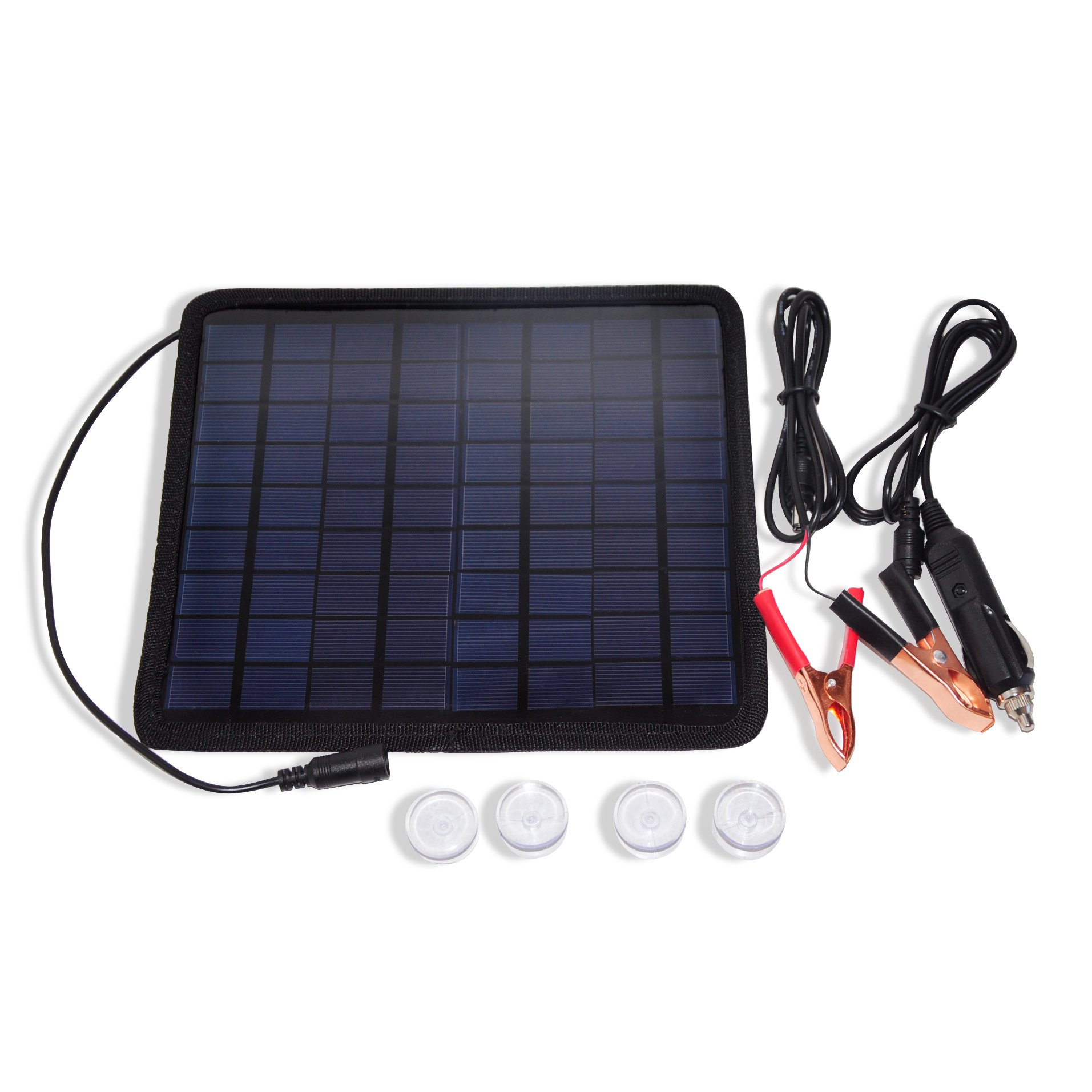 NUZAMAS Poartable 5.5W 18V Solar Panel Charger 2in1 Cigarette Lighter Plug & Alligator Clips for Car Battery Batteries Charging 12V Recharge Outdoor Camping