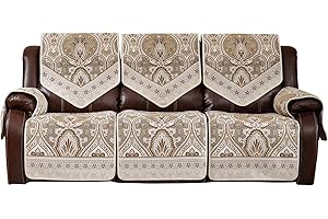 LUFEIJIASHI Waterproof Recliner Sofa Covers Non-Slip Recliner Couch Covers for 2 seat, Split Washable Jacquard Reclining Couch Covers Furniture Protecto (FLKF-Beige, 3 Seater)
