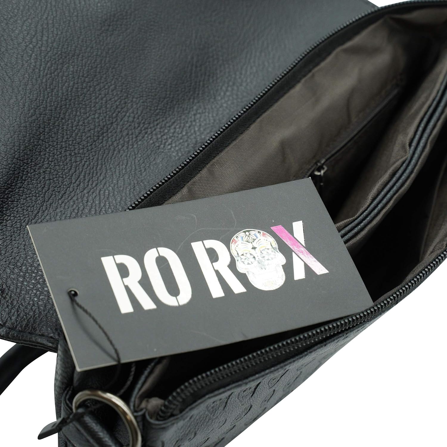 Ro Rox Women's Studded Skull Crossbody Shoulder Bag Punk Gothic Studs PU Handbag - Arabella, Black - Image 5