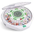 Live Fine 28-Day Automatic Pill Dispenser Frosted Lid with Upgraded LCD Display and Key Lock, Sound & Light for Prescriptions, Medication, Vitamins, Supplements & More