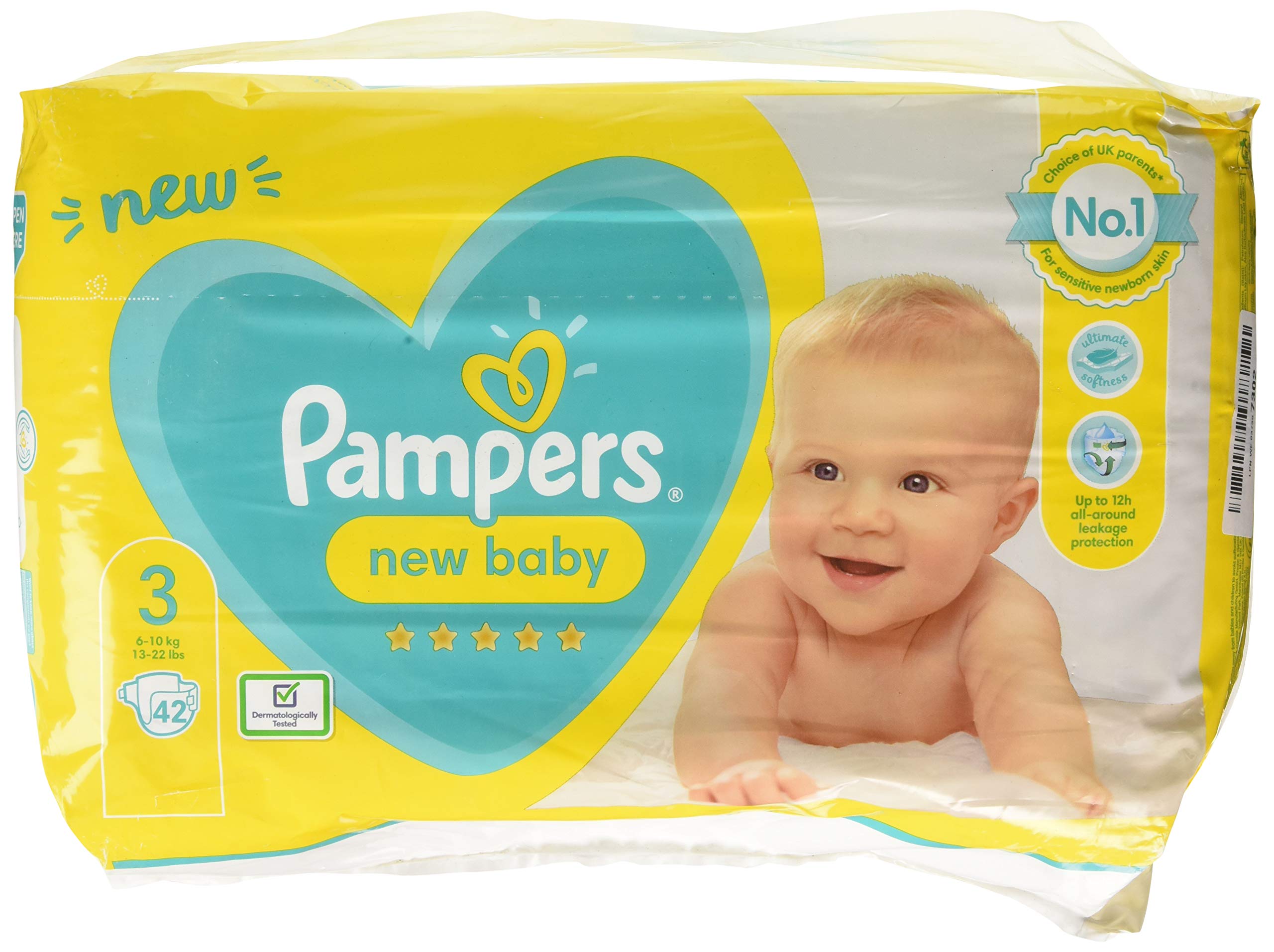 Pampers New Baby Size 3, 42 Nappies, 6-10 kg, Essential Pack, 42-Count