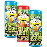 Toxic Waste Slime Licker 2.0 Sour Candy, Strawberry Razz, 2 oz, 3 Pack | liquid, blue raspberry taste, resealable cap, value bundle for parties or sharing