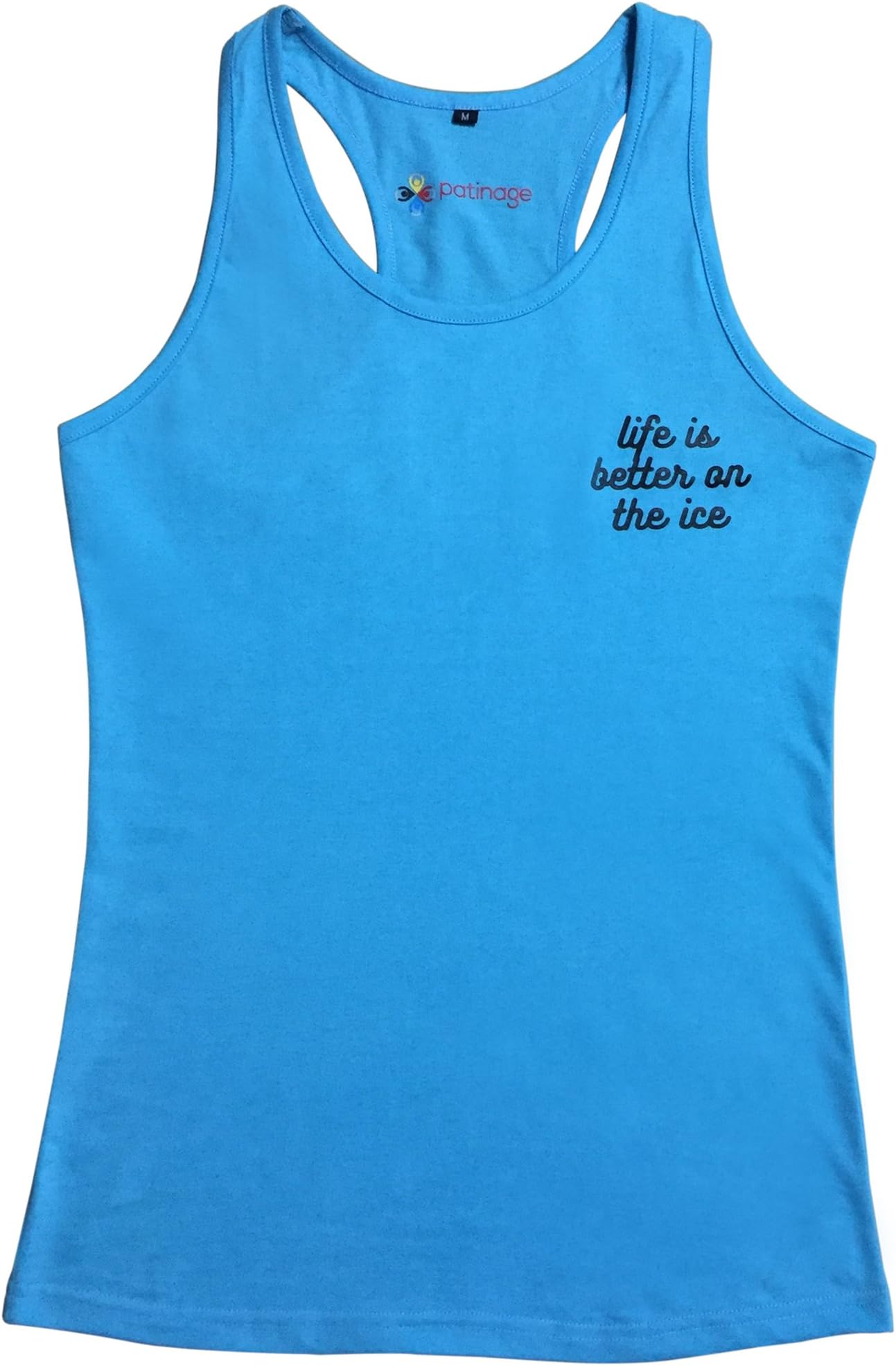 Women's Racerback Tank By Patinage, The Passionate Ice Sport Athlete Brand: Cotton Racer Back Vest Top With “Life Is Better On Ice” Motto – Tank Top For Ice Sports, Hockey & Figure Skating Lover