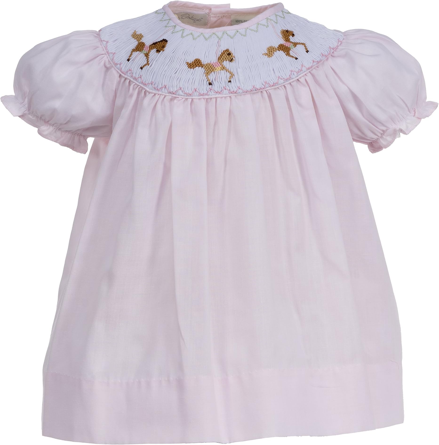 Baby Girl Carousel Horse Smocked Bishop Dress