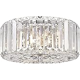 pasentel 11.8" Crystal Round Flush Mount Modern Close to Ceiling Light Fixture, Chrome Ceiling Lights 2-Light Hallway Light F