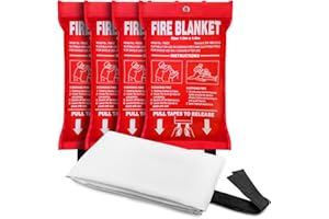 SITERLINK 4Pack 39.3x39.3In Large Fire Blanket, Fiberglass Fire Emergency Blankets, Suppression Flame Retardant Fireproof Survival Safety Blanket for Kitchen Home Car Office Warehouse School Fireplace