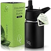SIPX™ Kids 12 oz Insulated Water Bottle with Straw Lid – Leakproof Stainless Steel, BPA-Free, Easy to Carry – Perfect for School, Camp, Sports & Travel – Black