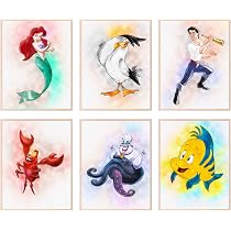 The Little Mermaid Prints - Set of 6 Wall Art Decor (8 inches x 10 ...