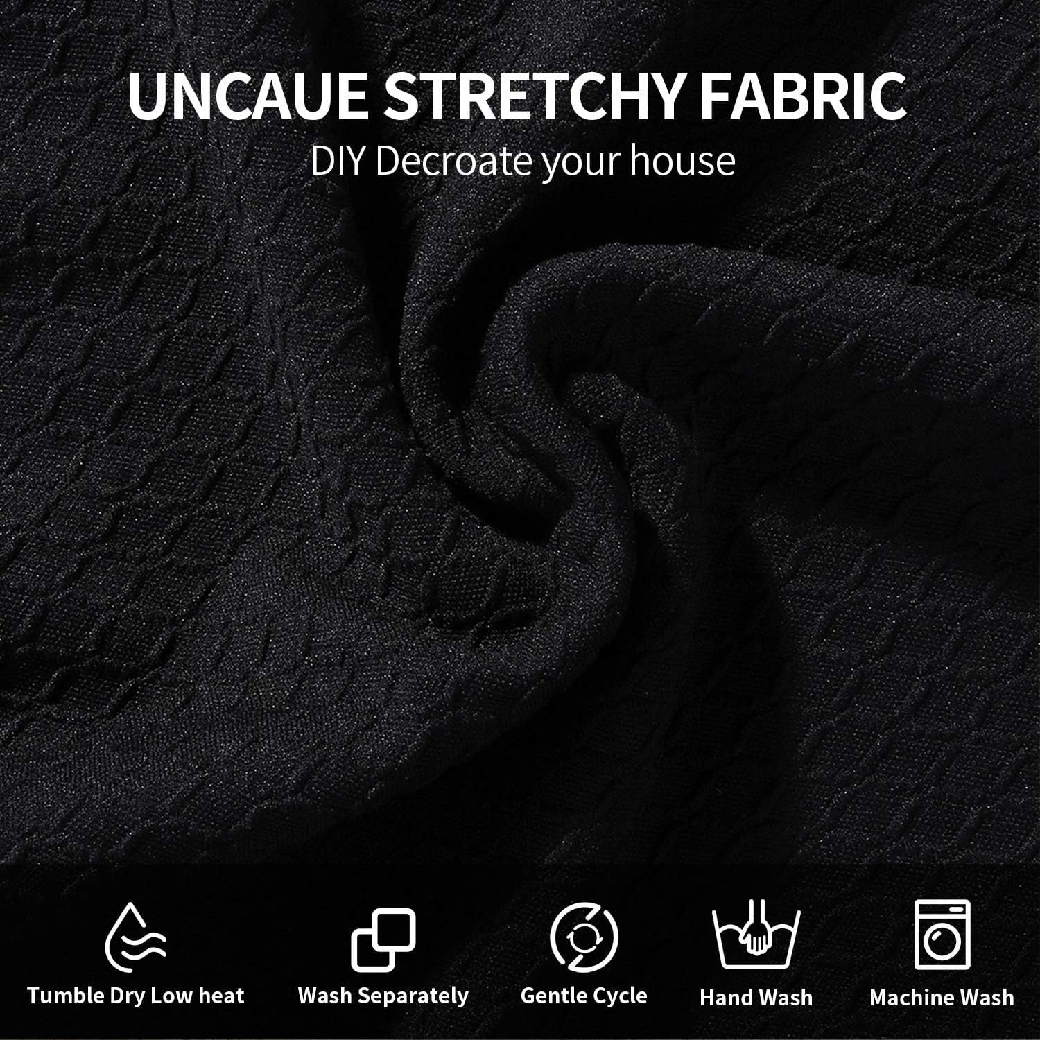 smiry Stretch Chair Seat Covers for Dining Room Black Set of 2 Jacquard Dining Chair Seat Protectors Chair Slipcovers - Image 5