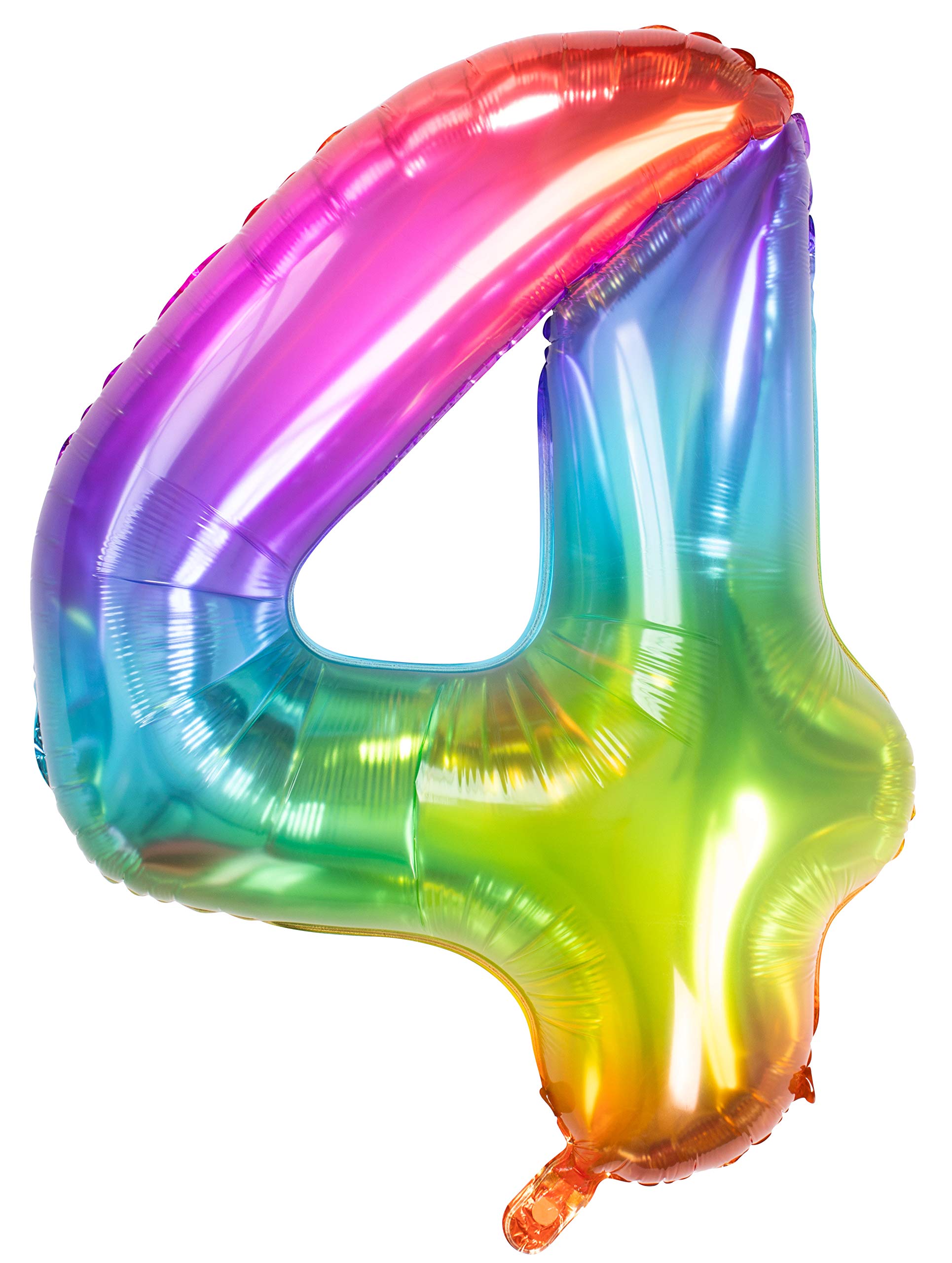 Folat 63244 Zahl Foil Balloon Yummy Gummy Rainbow Number 4-86 cm, Multi Colors, 86cm