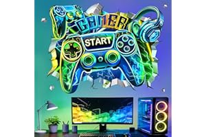 decalmile Large 3D Game Wall Stickers Gamer Controller Video Gaming Wall Decals Boy Bedroom Teenagers Playroom Home Decor
