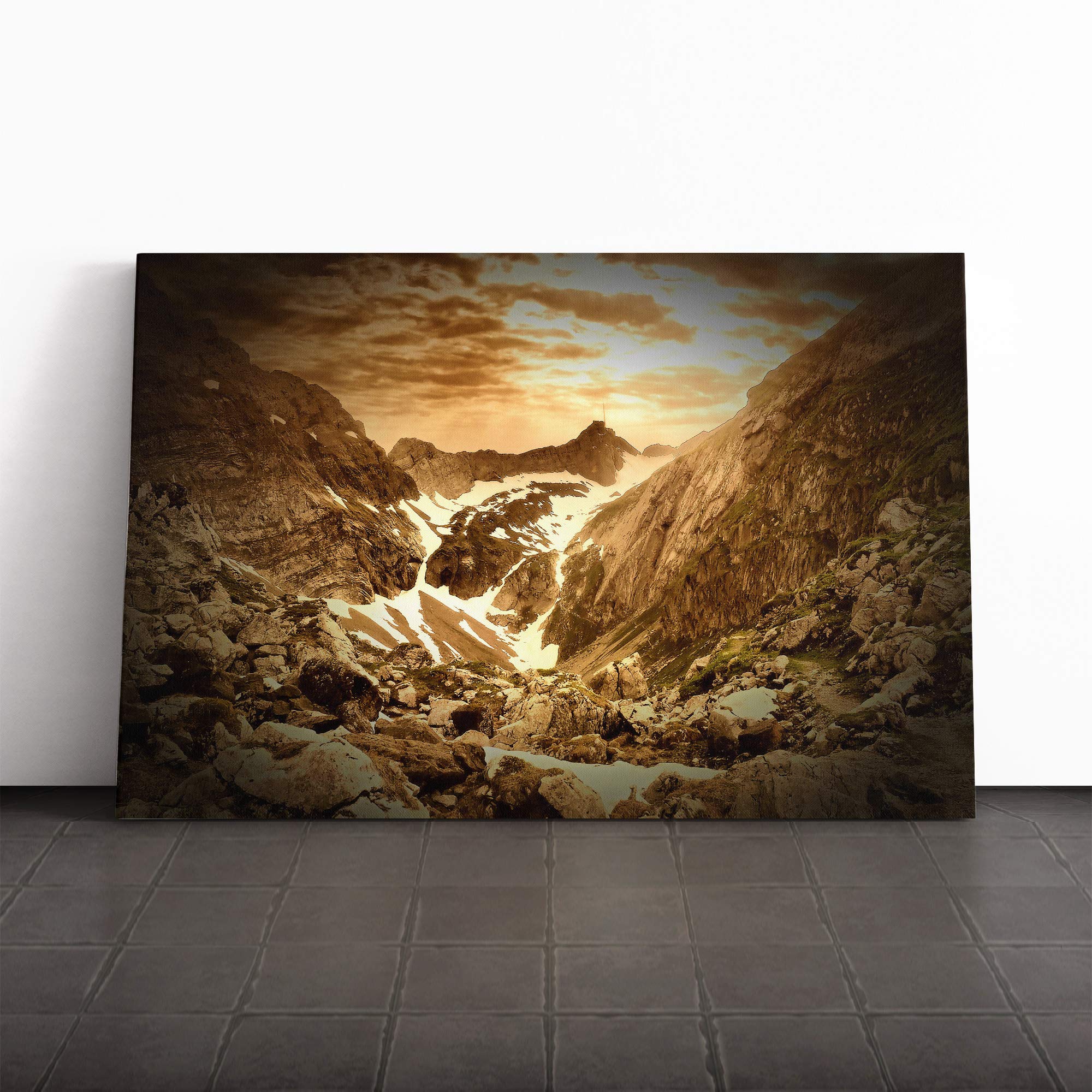 Landscape Mountain Valley Canvas Print | Gallery Wrapped 30mm Frame Wall Art | 20x14 inches | Ready to Hang | Modern Landscape Picture | Living Room Bedroom Lounge Office