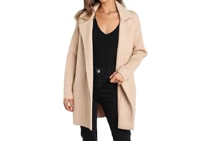 Cozy Coatigan for Women Casual Lapel Long Sleeve Midi Long Blazer Coat with Pockets