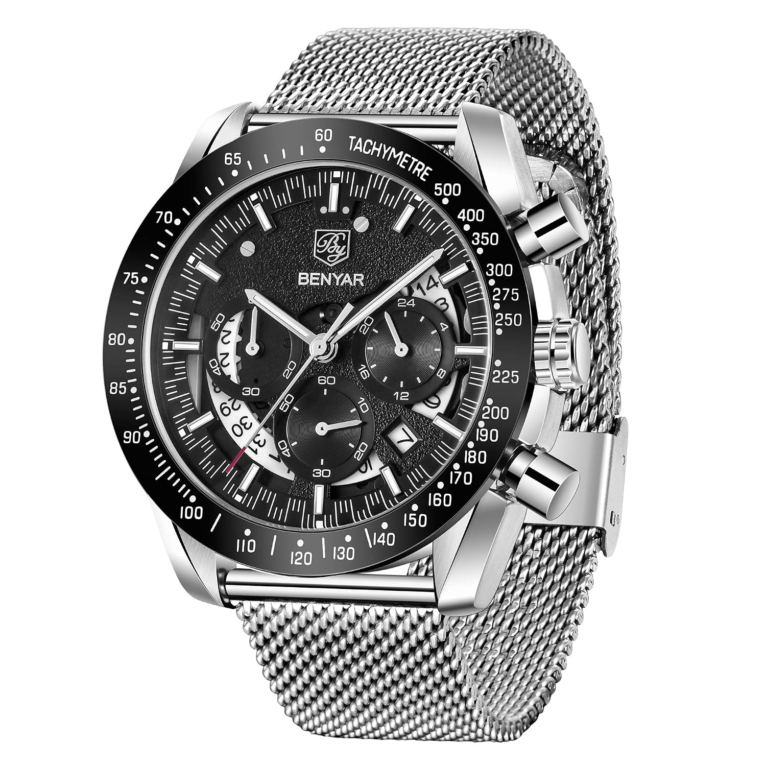 Mens Waterproof Chronograph Analog Watch Benyar Luxury Business Dress Watch Perfect For Birthday Gift