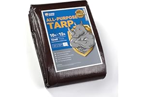 GUARD SHIELD Brown Tarp 10x12 Feet Large Plastic Tarps Heavy Duty Waterproof Outdoor Tarpaulin Cover 12mil