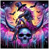 Lophomie Diamond Art Kits for Adults, 5D Witch Skull Diamond Painting Kits | 14x14 In, Full Round Drill, Easy DIY for Beginners, Relaxing Arts and Crafts, Home Decor & Gift