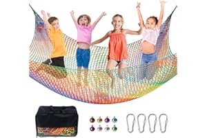 JumpTrzz Climbing Cargo Net, 9.9 ft x 6.6 ft Large Playground Safety Net with Storage Bag, Polyester Double Layers Backyard Climbing Net for Treehouse Accessories; Jungle Gyms; Outdoor Equipment Set