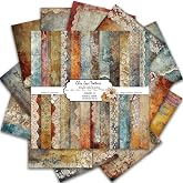 Vintage Scrapbook Paper 12 &times;12 - 24Sheets Double-Sided Pattern Decorative Paper | Scrapbook Supplies &amp; Card Making Supplies for DIY Crafts Art Journaling Photo Album Decor (Brown)