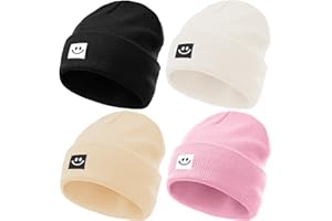 4 Pack Infant Winter Hats - 0-8 Years Soft Knit Baby Beanies for Boys & Girls, Warm Toddler Beanie Set