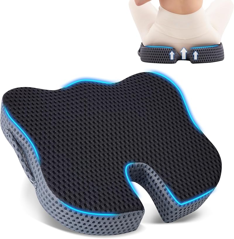 QUTOOL Large Memory Foam Seat Cushion for Office Chair Ergonomic U Shape Thick