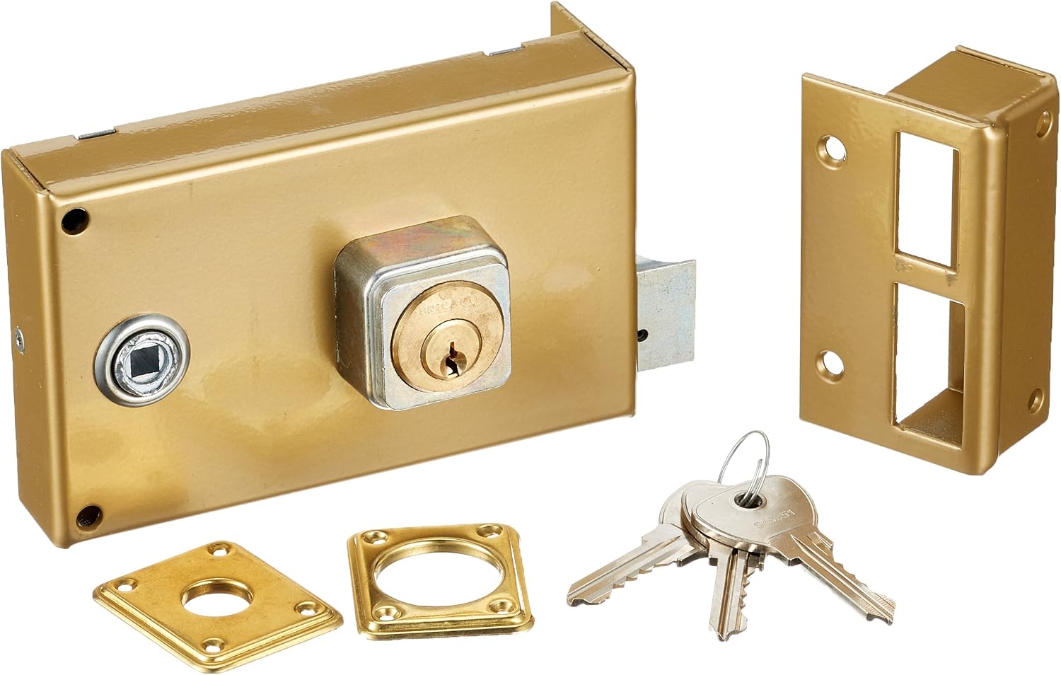 Bricard 1821 Foolscap Horizontal Wall Lock 5 Pin Reversible Pull/Push 140 x 85 Golden Right