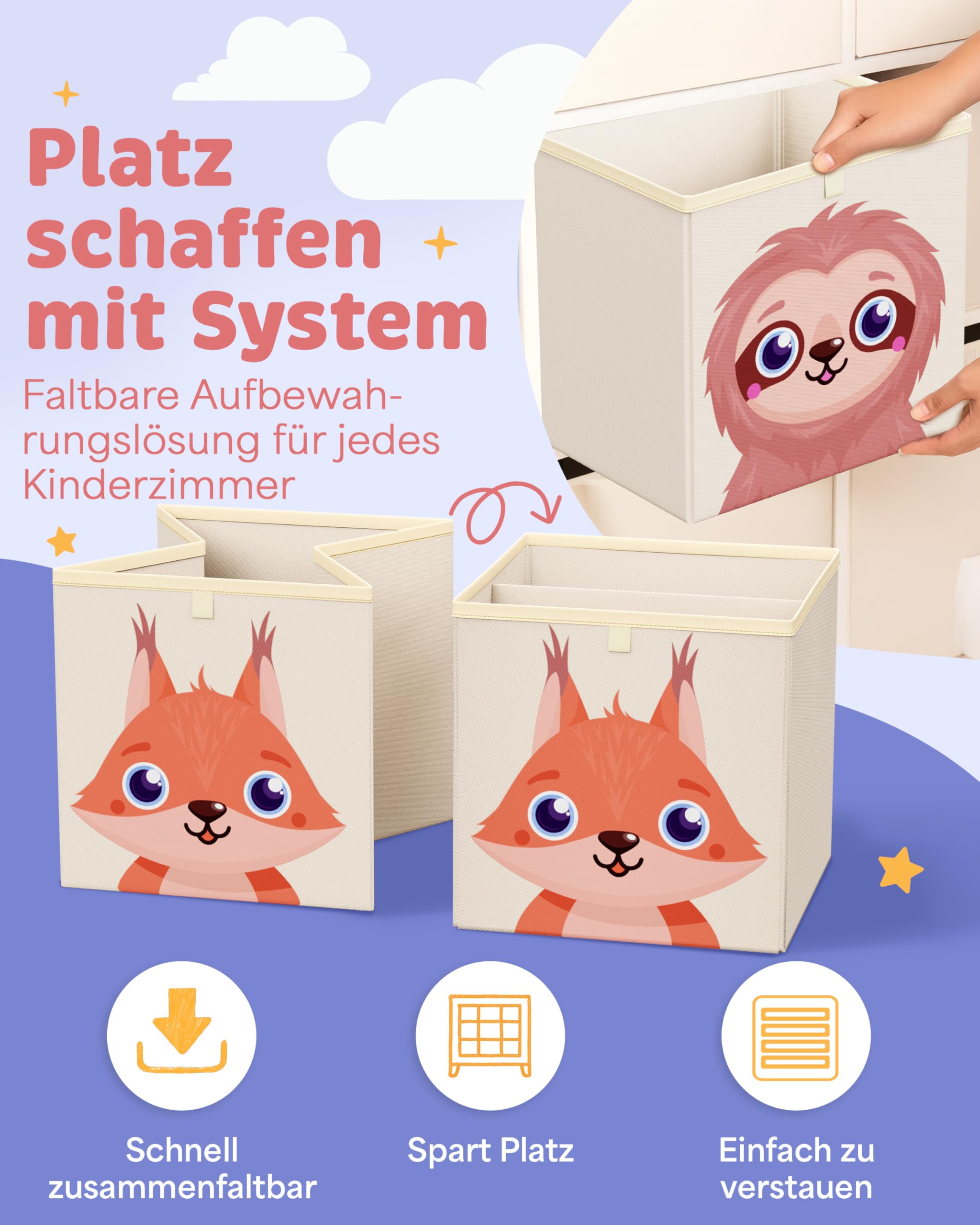 mookrook Aufbewahrungsbox Kinderzimmer 4er Set – Kallax Boxen Kinder, praktische Organizer Kinderzimmer, Spielzeug Aufbewahrungsbox Kinder 4