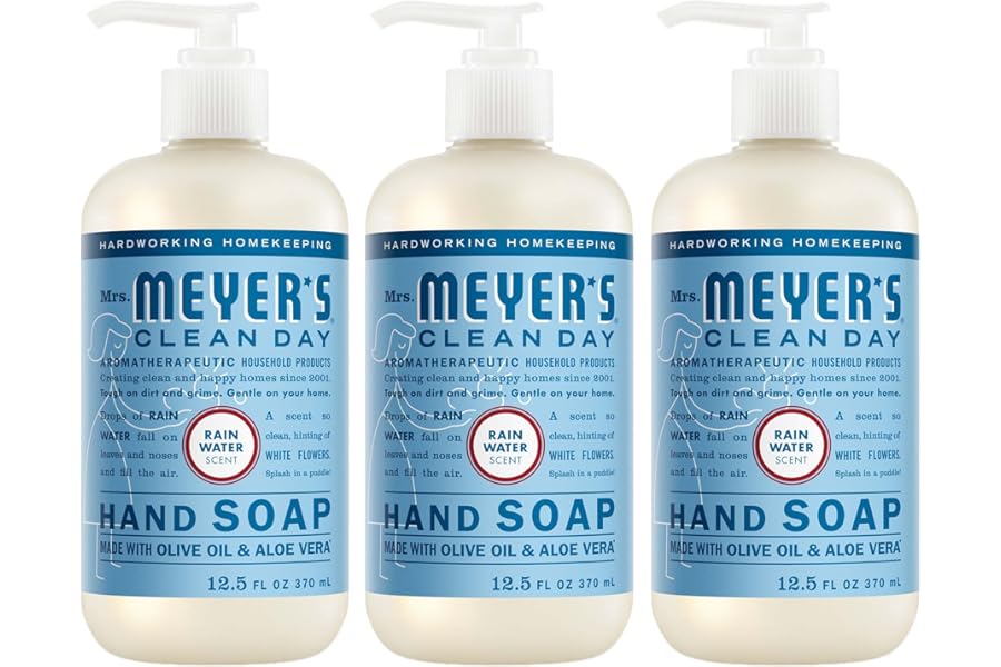 MRS. MEYER'S CLEAN DAY Hand Soap, Rain Water Scent, 12.5 Fl Oz Bottle - 3 Pack