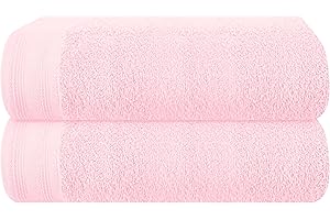 MALLONI HOME Cotton 2 Pack Oversized Bath Towel Set 28x55 inches, Large Bath Towels, Ultra Absorbant Compact Quickdry & Lightweight Towel, Ideal for Gym Travel Camp Pool - Pink