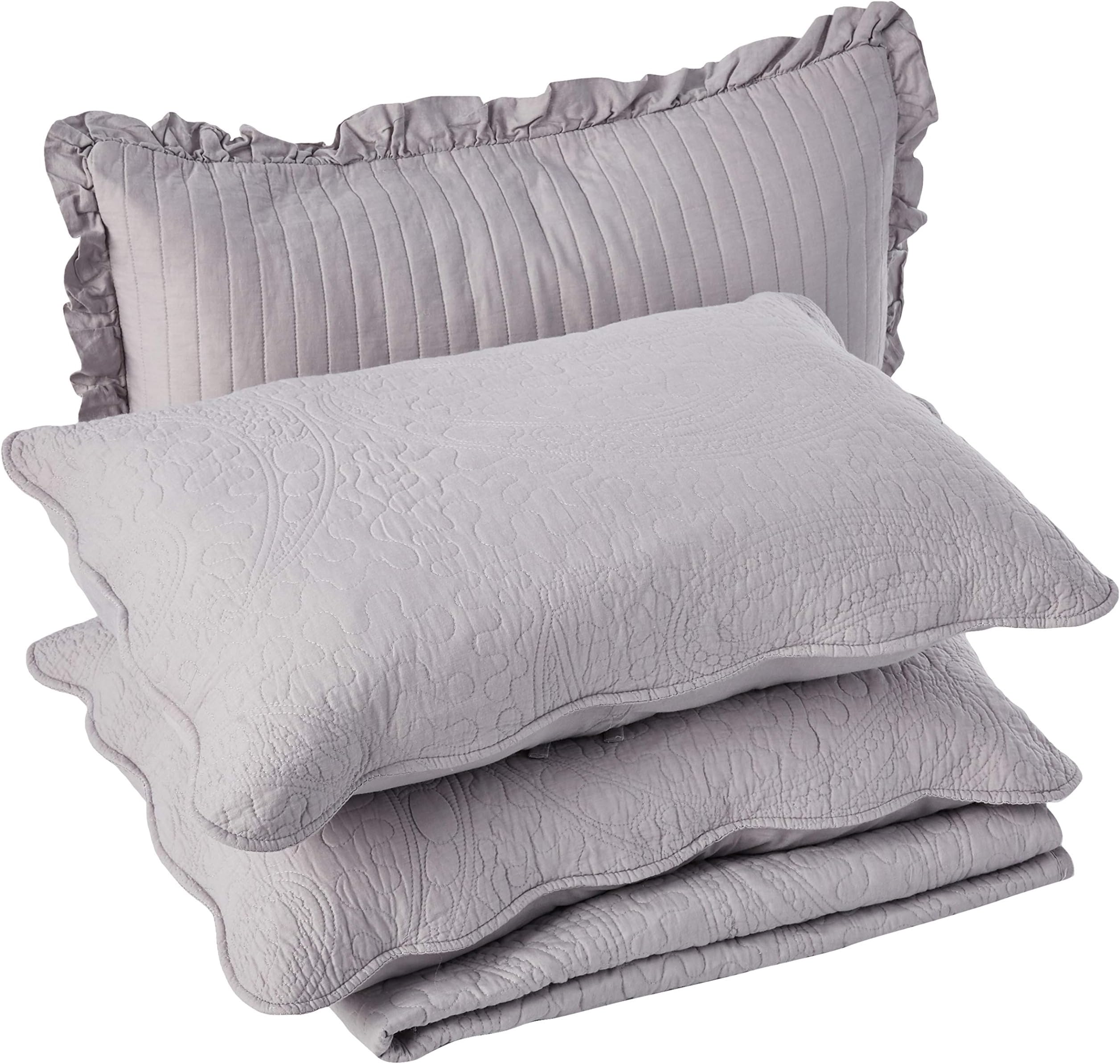 Barefoot Bungalow Paisley Dance Day Bed Quilt Set, Twin, Gray