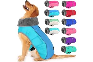 Dogcheer Warm Dog Coat, Waterproof Dog Jacket Christmas Pet Winter Coat with Fleece Lined, Adjustable Reflective Dog Snow Jacket Clothes Fleece Vest for Small Medium Large Dogs - New Blue M