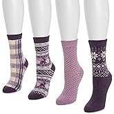 MUK LUKS womens Holiday 4 Pair Pack Socks
