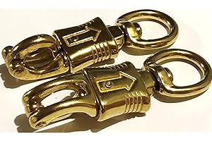 Hill Leather Company 2 Pack Solid Brass Quick Release Panic Snap W/Round Swivel 1" by 4-1/2"
