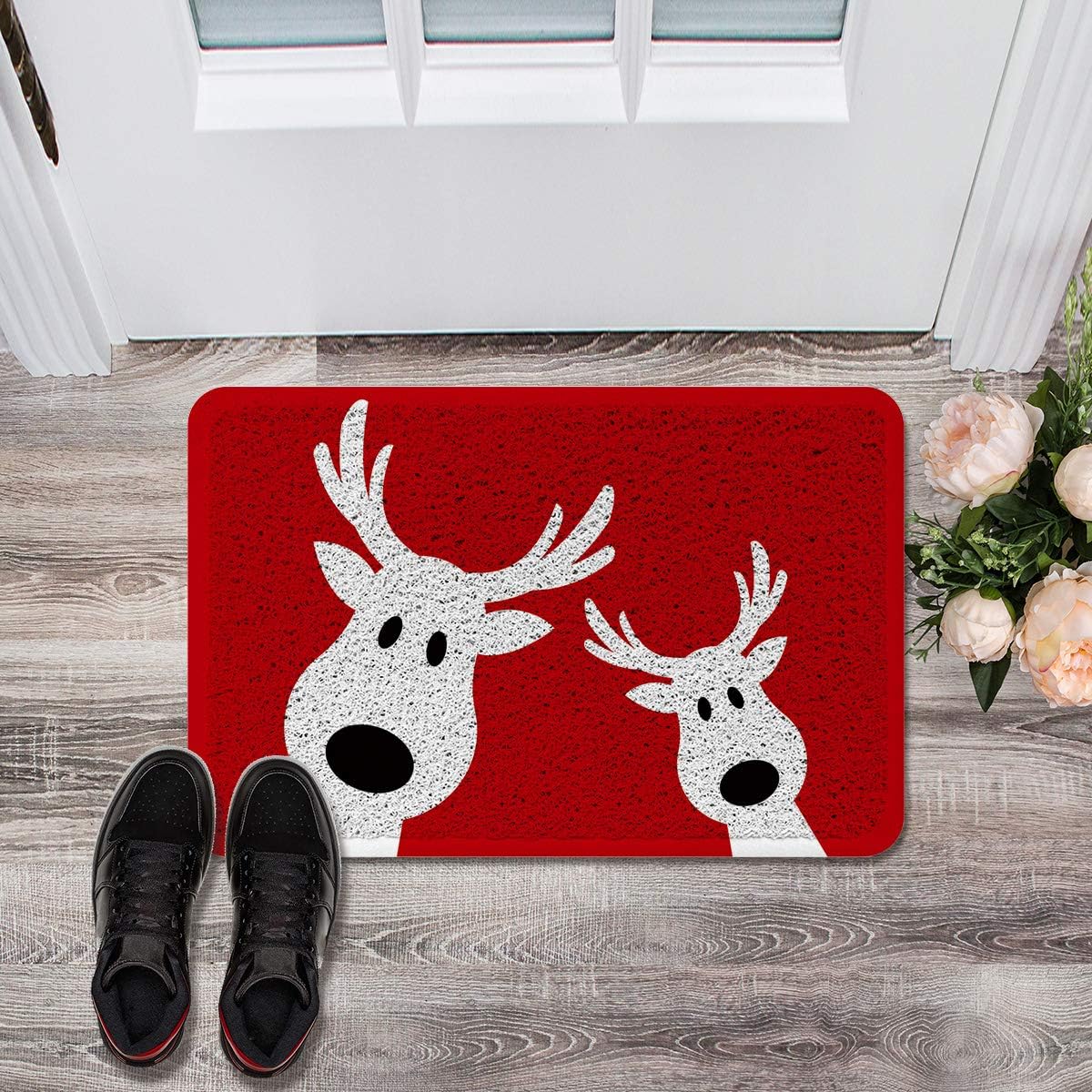 SODIKA Non Slip Front Door Entry Way Outdoot/Indoor Doormat for Floor,Reindeer Merry Christmas 18"x30"