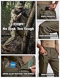 CQR Men's Tactical Pants, Water Resistant Ripstop