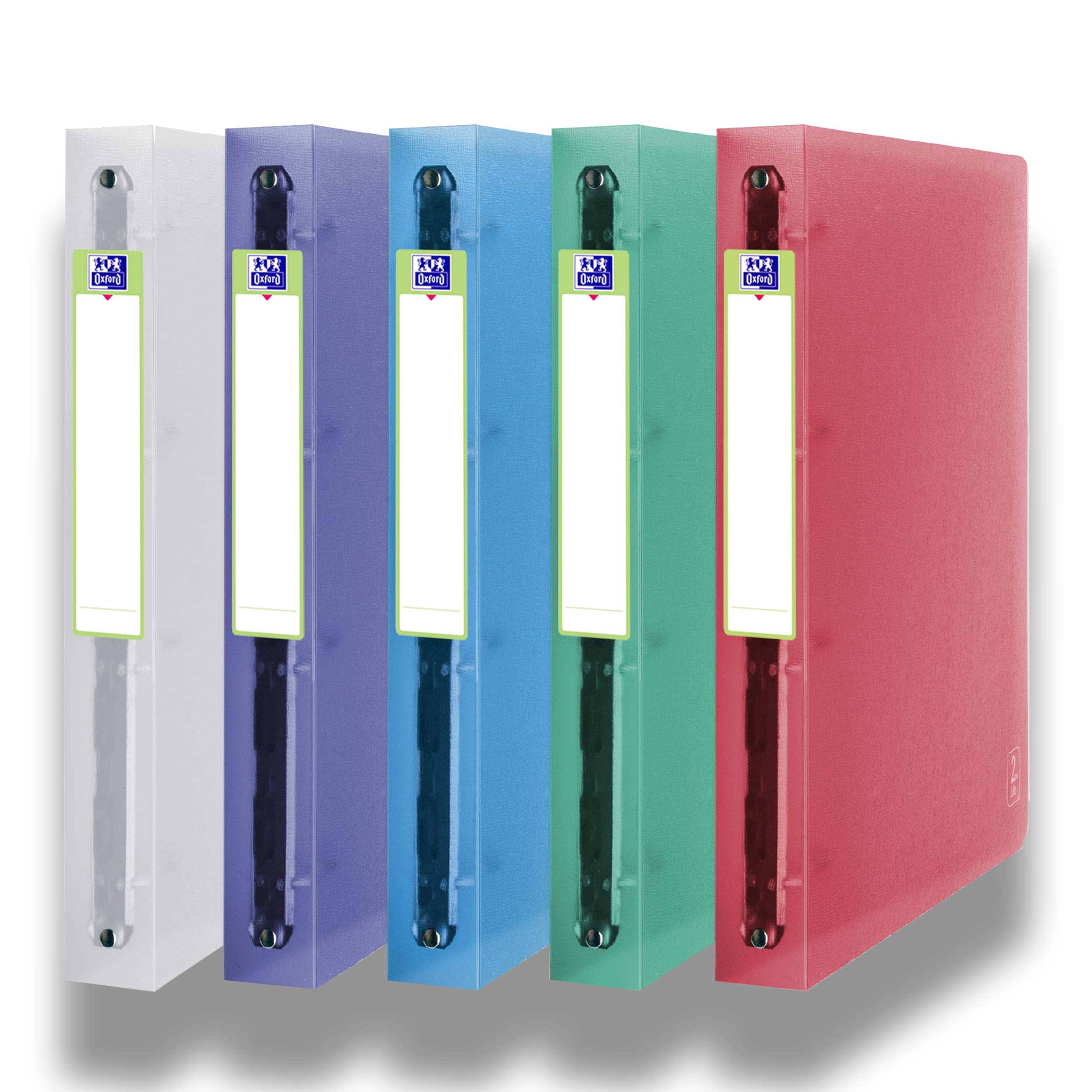 OXFORD 2nd Life A4XL Ring Binder 40 mm Spine 4 Round Rings Polypropylene Cover Assorted Colours