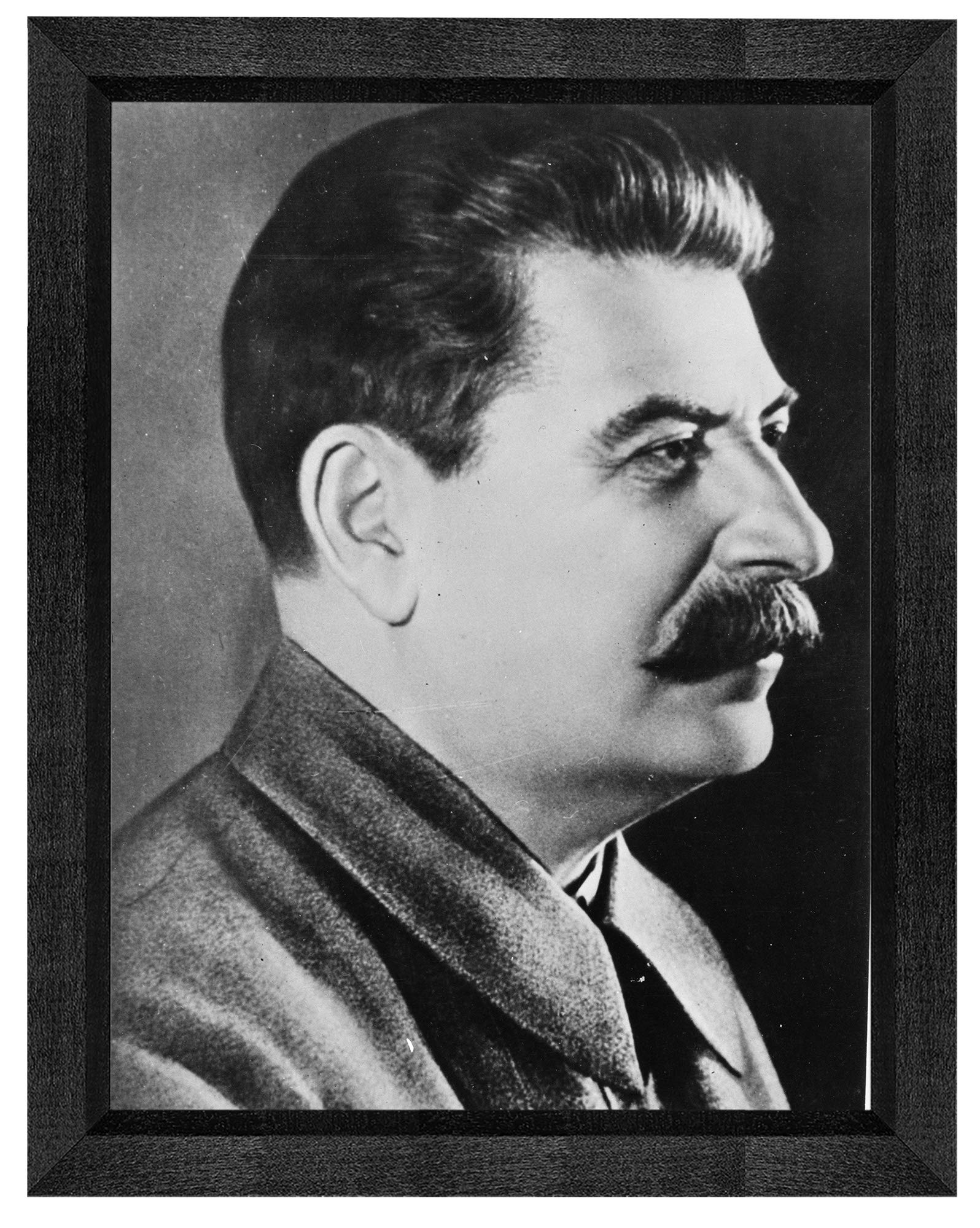 Joseph Stalin Photograph in a Black Beveled Frame - Historical Artwork from 1942 - (8.5" x 11") - Gl