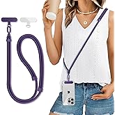 saxsion Universal Anti-Theft Phone Lanyard for iPhone 16/S24 Compatible Crossbody Strap with 2 Non-Adhesive Tether Tabs - Secure Adjustable Neck Holder for Running/Travel (Men & Women) (Purple)